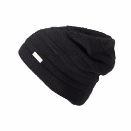 Fashion Letter Pattern Solid Color Plus Velvet Winter Ear Protection Windproof Wool Knit Hat for Men Women