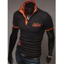 Fashion Style Polo Collar Embroidery Letters Embellished Short Sleeves Polyester Polo Shirt For Men