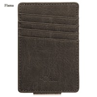 Flama Pure Color Dull Polish Invisible Magnet Button Open Card Wallet Money Clip for Men