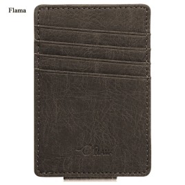 Flama Pure Color Dull Polish Invisible Magnet Button Open Card Wallet Money Clip for Men