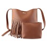 Guapabien Chic Fringe Solid Color Cross Body Bag with Pouch for Women