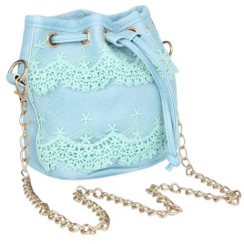 Guapabien Chic Pure Color Diagonal Chain Strap Drawstring Design Shoulder Bag for Ladies