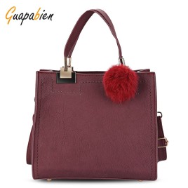 Guapabien Frosted PU Leather Hardware Quadrate Tote Bag for Women