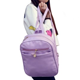 Guapabien Ladder Lock Button Shape Zipper Head Solid Color Portable Bag Backpack for Women
