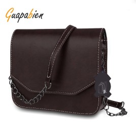 Guapabien Magnet Button Chain Belt Strap Solid Color Shoulder Messenger Bag