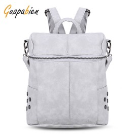 Guapabien Preppy Style Backpack Rivet Women Shoulder Bag