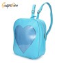 Guapabien PU Leather Transparent Heart Backpack for Girls