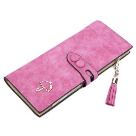 Guapabien Umbrella Tassel Solid Color Letter Dual Snap Fasteners Long Clutch Wallet for Women