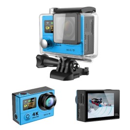 H3 Ultra-wide Fish-eye Lens 4K HD Waterproof Housing Wifi Sport Camera Support HDMI Output - Blue