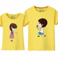 His and Hers T-shirts Casual Cotton Tee Fashionable Comfortable Top - Yellow