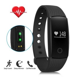 ID107 Heart Rate Monitor Bluetooth 4.0 Smart Bracelet Activity Fitness Tracker Sleep Monitoring System HR Wristband for Android IOS Smart Phones - Black