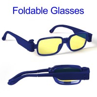 IEYE Auto-popup Foldable Computer Glasses Night Vision Enhanced and Anti Blue Ray with Adjustable Handle - Plain Glass Navy Blue