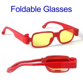 IEYE Auto-popup Foldable Computer Glasses Night Vision Enhanced and Anti Blue Ray with Adjustable Handle - Plain Glass Red