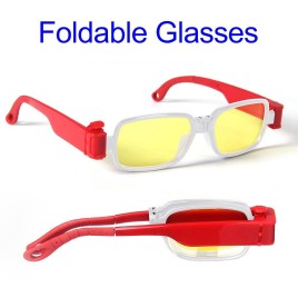 IEYE Auto-popup Foldable Computer Glasses Night Vision Enhanced and Anti Blue Ray with Adjustable Handle - Plain Glass Red and White