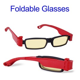 IEYE Auto-popup Foldable Read Glass Night Vision Enhanced and Anti Blue Ray with Adjustable Handle for 100 / 150 / 200 / 250 / 300° - Reading Glasses Red and Black-300degrees