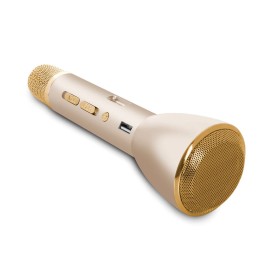 K088 Wireless Microphone Bluetooth Microphone Speaker KaraoK Recorded The Song Singing Player with Powerbank - Gold