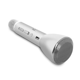 K088 Wireless Microphone Bluetooth Microphone Speaker KaraoK Recorded The Song Singing Player with Powerbank - Silver