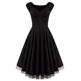 Lace Panel  Ruched Swing Dress