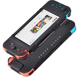 Litchi Pattern Controller Video Game Consoles Bag Luxury Skin PU Case Cover Protector for Nintendo Switch - Black