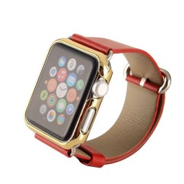 Loopee Retro Genuine Leather Loop for Apple Watch Band Double Tour 42mm Adjustable Magnetic for Apple Watch Leather Strap Men - Red