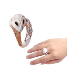 Lovely White Snake Shaped Diamond Adjustable Ring Finger Ring Jewelry