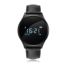 M7 0.96 OLED Touch Screen Blood Pressure Heart Rate Monitor Activity Tracker Monitor Smart Watch for Android / iOS Phone - Black Leather Strap