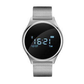 M7 0.96 OLED Touch Screen Blood Pressure Heart Rate Monitor Activity Tracker Monitor Smart Watch for Android / iOS Phone - Silver Metal Strap