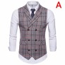 Men's Dress Suit Vest Double Button Down Plaid Vest with Wide Lapel 