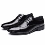 Men's Fashionable Shiny Leather Shoes Lace-up Casual Point Toe Oxfords