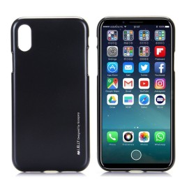Mercury Goospery I Jelly SerIes Metal SolId Color Ultra ThIn Soft TPU Back Cover Case for iPhone X - Black