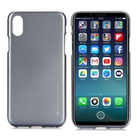 Mercury Goospery I Jelly SerIes Metal SolId Color Ultra ThIn Soft TPU Back Cover Case for iPhone X - Grey