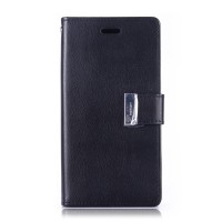 Mercury Goospery Rich Diary Series PU Leather + Soft Transparent TPU Double Layer Card Slots with Stand and Metal Buckle Case for iPhone X - Black
