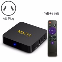 MX10 4GB + 32GB Streaming Media Player H.265 64bit Supporting Wireless 4K (60Hz) 3D RK3328 Quad Core Android 8.1 Smart TV-Box Set-Top-Box - AU Plug