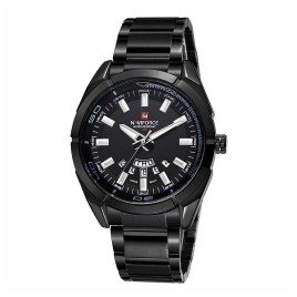 NAVIFORCE NF9038 Business Men Quartz Clock Full Steel Sports Watch Waterproof Military Watch - Black