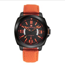 NAVIFORCE NF9062 Mens Date Leather Quartz Watch Army Military Wrist Watch Casual Relogio Masculino - Orange