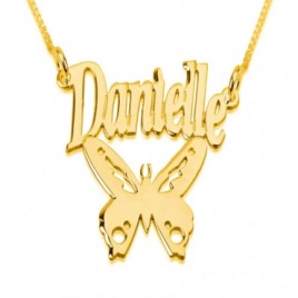  Gold Butterfly Pendant with Name