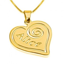Gold Heart Pendant with Name