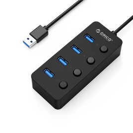ORICO W9PH4-U3-V1 4 Port USB 3.0 Hub With Power Switches and LED For Laptop/ Ultrabook/ Desktop - Black