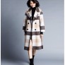 eCuppstores Plaid Pattern Double-faced Coat Female Long Double-breasted Jacket Woolen Coat