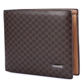 Plaid Pattern Transverse Wallet Leather Credit Card Bifold Purse for Men