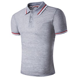 Polo T-Shirt with Striped Sleeve Collar