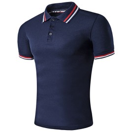 Polo T-Shirt with Striped Sleeve Collar