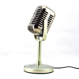 Professional Studio Wired Vintage Classic Microphone Top Quality Retro Condenser Old Style KTV MIC for Computer Laptop - Black