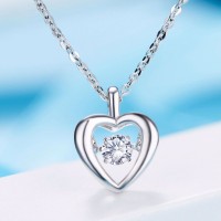 Pure Silver Dressup Jewellry Women'925 Sterling Silver Simple Personality Heart-shaped PendantYP1037-D