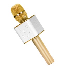 Q7 Wireless Microphone Karaoke Player party at Home Ktv Song for record Bluetooth Speaker for iPhone Smartphone Android - Gold