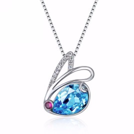 Rabbit Pendant Necklace Enriched with Swarovski Crystal YPE6266-P S925 Sterling Silver Dressup Jewellry Pendant  