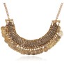 Retro-style Classic Evil Coin Tassel Alloy Pendant Necklaces with Carve Patterns - Ancient Gold