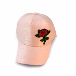 Rose Embroidery Bend Baseball Cap Men and Women Summer Sun Visor Cap - Pink