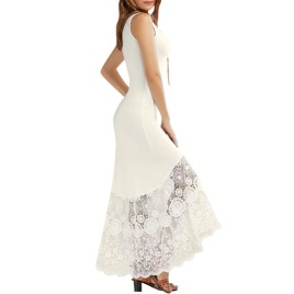 Scalloped Lace Panel Fitted Maxi Tank Dress