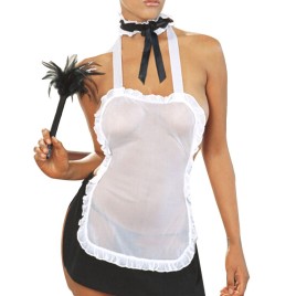 Sexy Backless Halter Color Block Maid Costume for Women